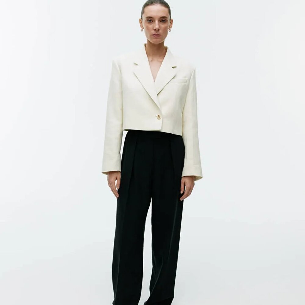 ARKET Cropped Cotton/Linen Blazer Ivory – New with tags $300